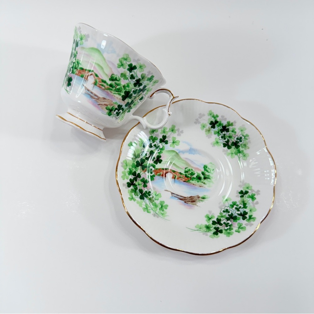 Royal Albert Teacup Cup & Saucer, Ancestral Series Ireland Emerald Isle Shamrock